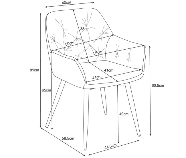 2x Silla tapizada de terciopelo acolchado SJ.030 Gris