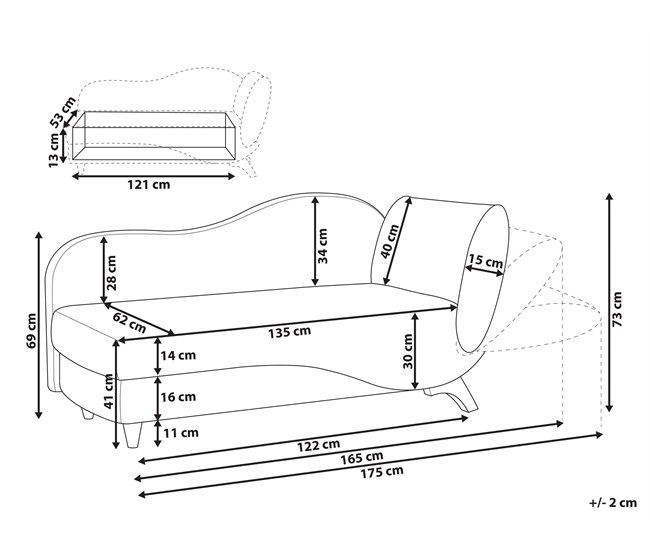Beliani Chaise longue Terciopelo MERI Gris Claro