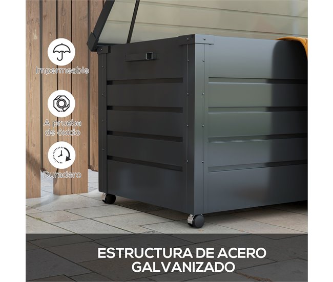 Baúl de Exterior Acero Galvanizado Outsunny Gris