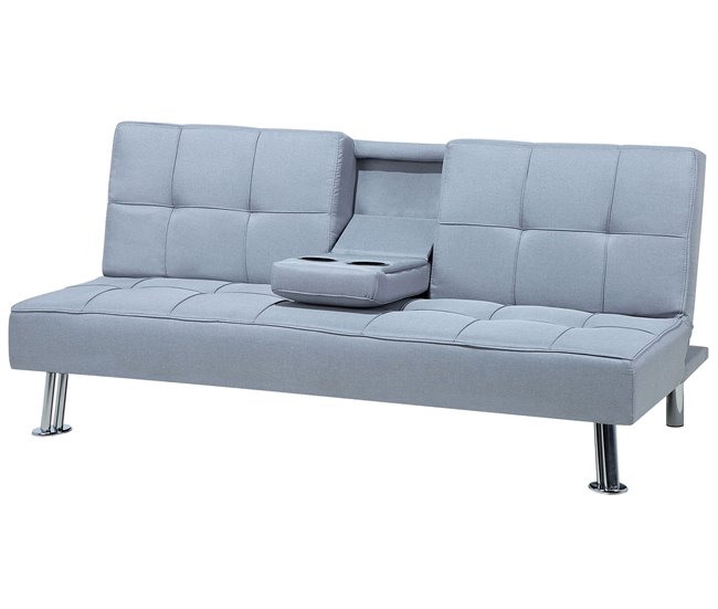 Beliani Sofá de 3 plazas Poliéster ROXEN Gris Claro