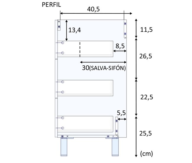 Mueble baño Alise 3 cajones, espejo y lavabo, Roble Roble