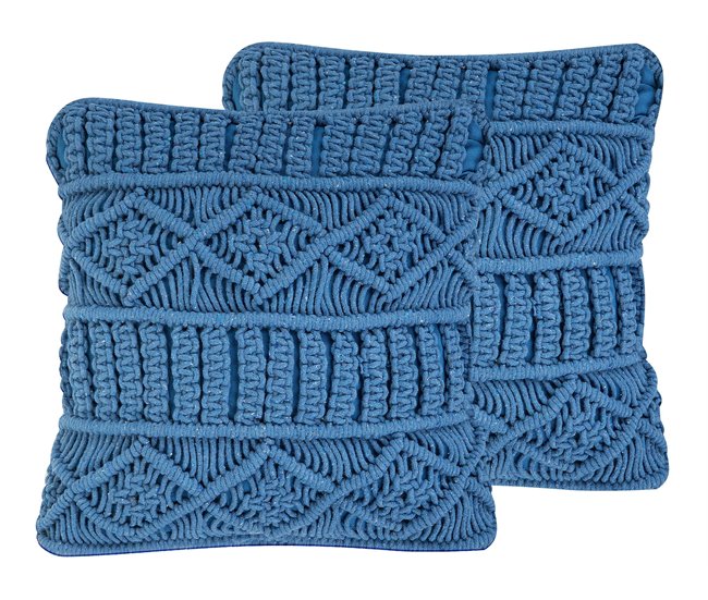 Beliani Cojín decorativo KARATAS Azul