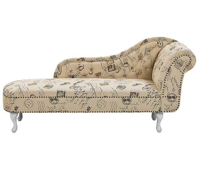 Beliani Chaise longue derecho Poliéster NIMES Beige