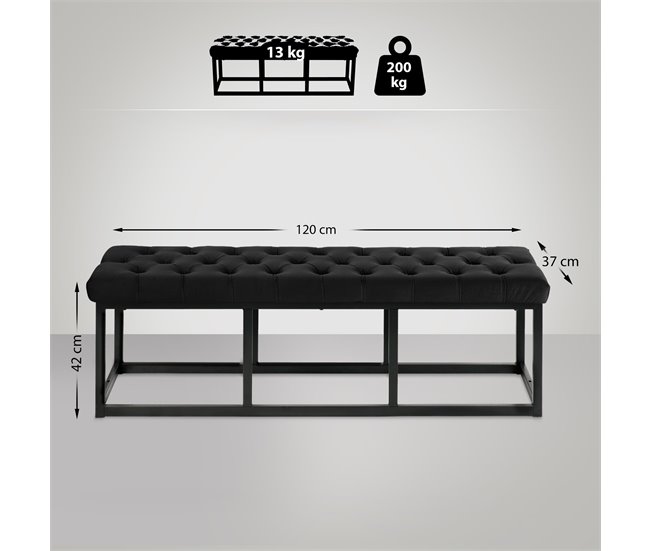 Banco banqueta pie de cama asito diseño 120x37 Negro