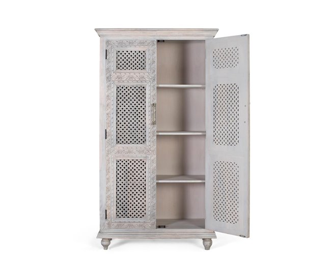 Armario de 2 puertas en madera maciza de mango Blanco