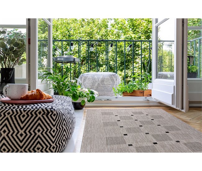 Alfombra de cuerda sisal FLOORLUX 20079 Cuadrícula 240x330 Gris