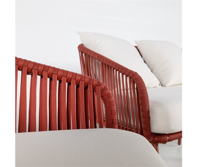 Set de jardín DALI con mesa baja, 1 sofá y 2 sillones Rojo