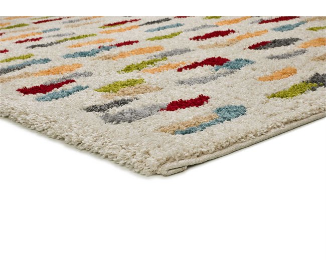 Alfombra shaggy geométrica BREMEN - ATTICGO 133x190 Blanco