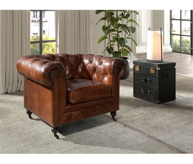 ANGEL CERDA Baúl piel 55 Negro/ Dorado