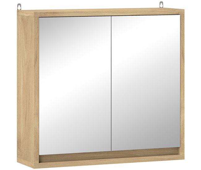 Armario con Espejo MDF, Melamina de Madera HOMCOM, hogar - baño Marron