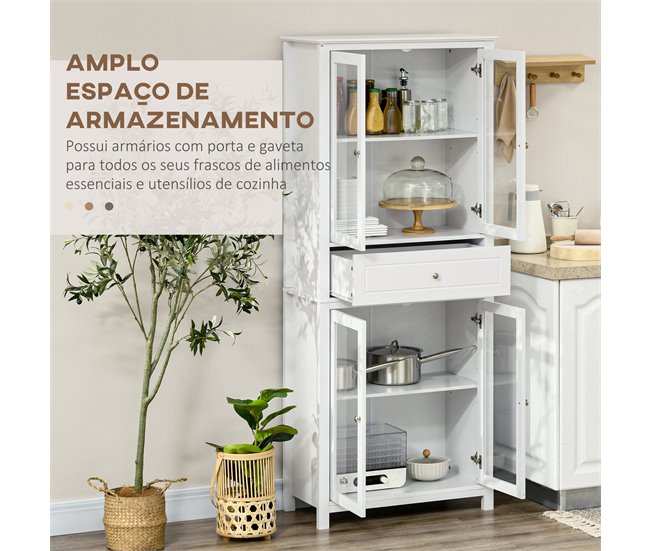 Alacena de Cocina MDF, Vidrio Templado HOMCOM, hogar - cocina Blanco