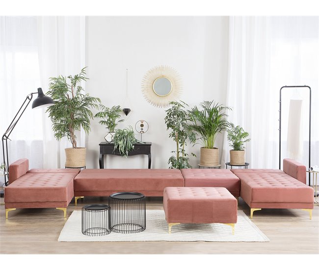 Beliani Sofá modular Terciopelo ABERDEEN Rosa