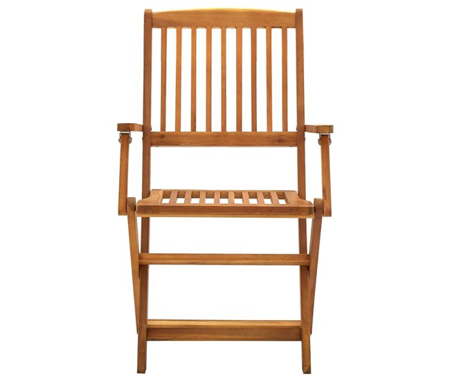 4 Sillas de jardín plegables de madera maciza de acacia Gris