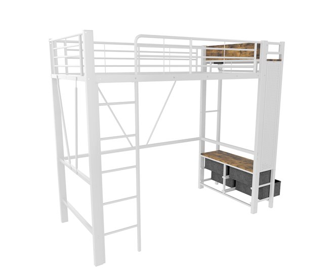 Cama alta para niños 95x227 Blanco