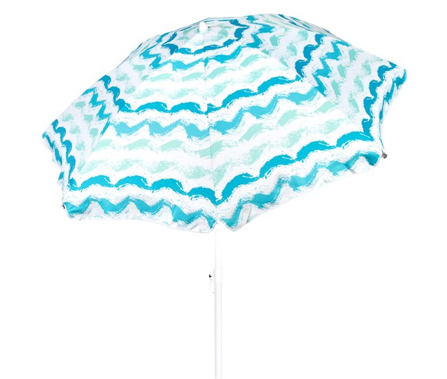 Aktive sombrilla de playa 8 varillas olas con revestimiento Azul