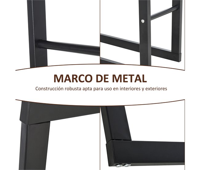 Soporte para Leña Metal HOMCOM, hogar - climatización Negro
