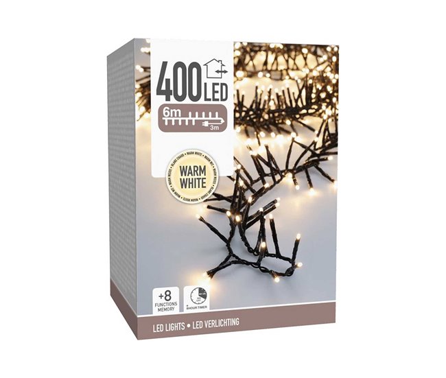 Guirnalda Clúster con 400 Luces LED cálido con Temporizador Dorado