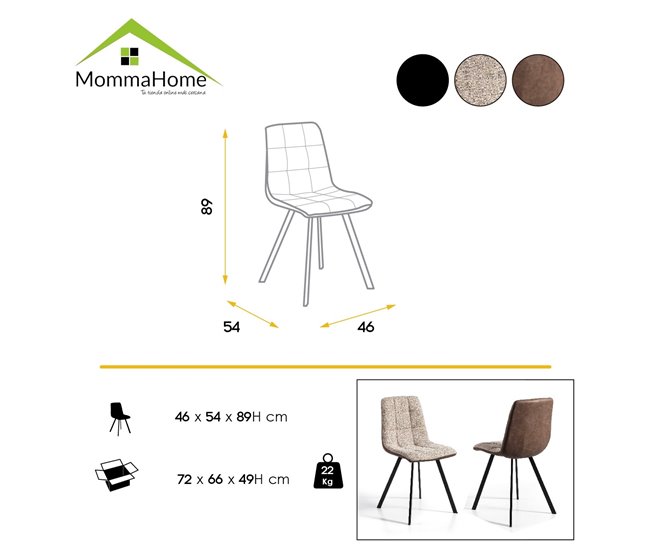Set 4 sillas de comedor ecopiel tela WAYNE Beige