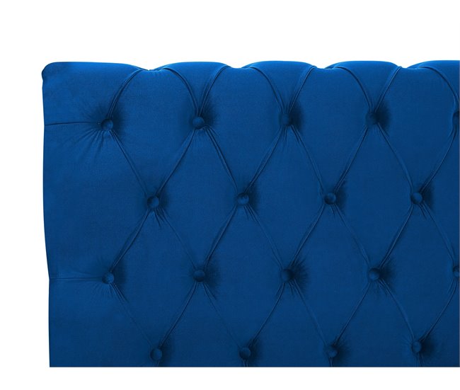 Beliani Cama con somier Terciopelo AVALLON 192x233 Azul Marino