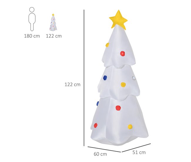 Árbol de Navidad Inflable Poliéster HOMCOM Blanco
