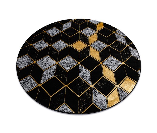 Alfombra GLOSS círculo moderno 400B 86 elegante glamour 120x120 Negro