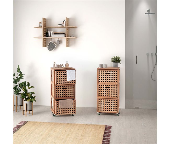 Mueble de baño Bukit 3 cajones con ruedas Madera