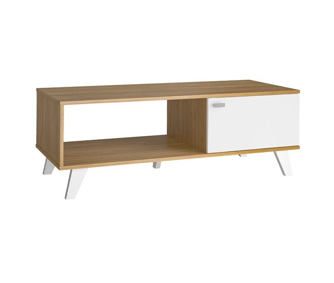 Mesa de Centro Rectangular - Modelo QUIATUR Natural/ Blanco