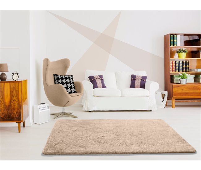 Alfombra lavable de pelo alto ALPACA - ATTICGO 140x200 Beige