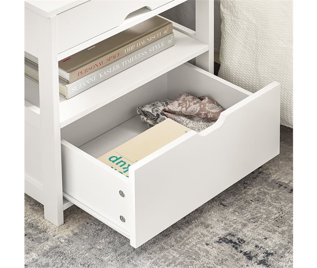 Mesita de Noche Dormitorio con 2 cajones FRG258-W SoBuy Blanco