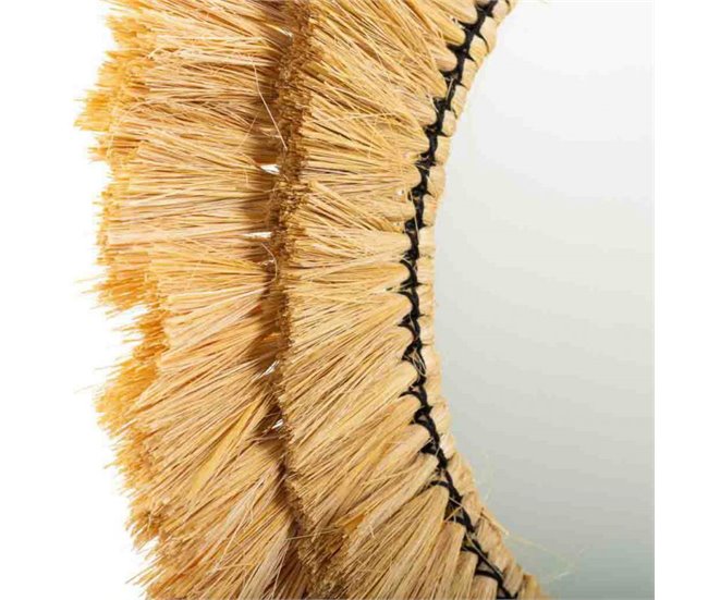 Espejo redondo de fibra natural Marron