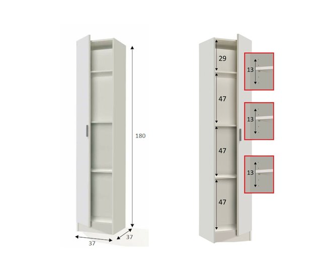 Armario multiusos 1 puerta efecto madera 37 Blanco