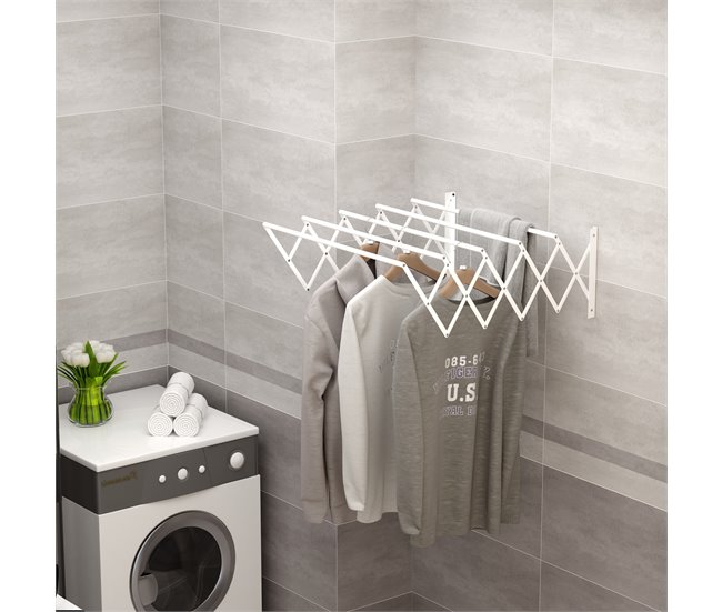 Tendedero de pared Metal HOMCOM Blanco