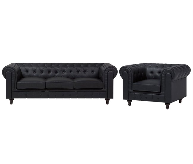 Beliani Conjunto de sofás CHESTERFIELD Negro