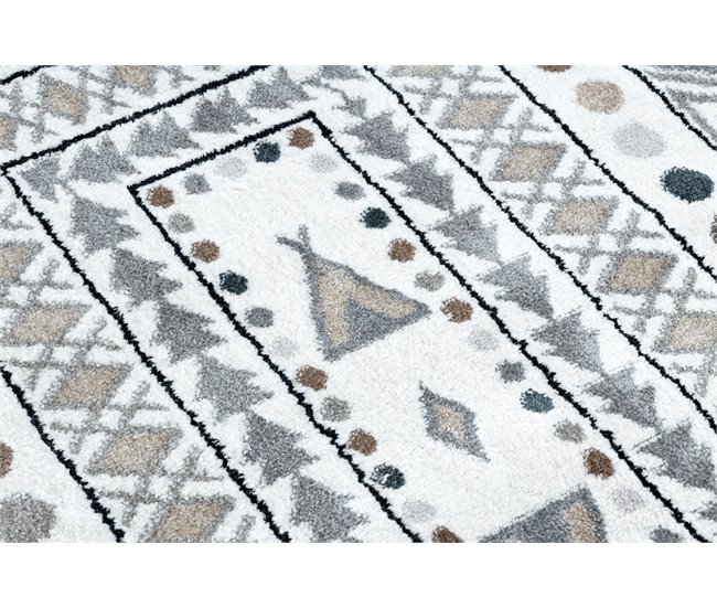Alfombra FUN Teepee para niños indio marco 200x290 Blanco/ Gris