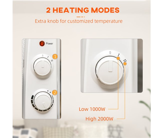 Calefactor Eléctrico HOMCOM 820-296V90WT Blanco