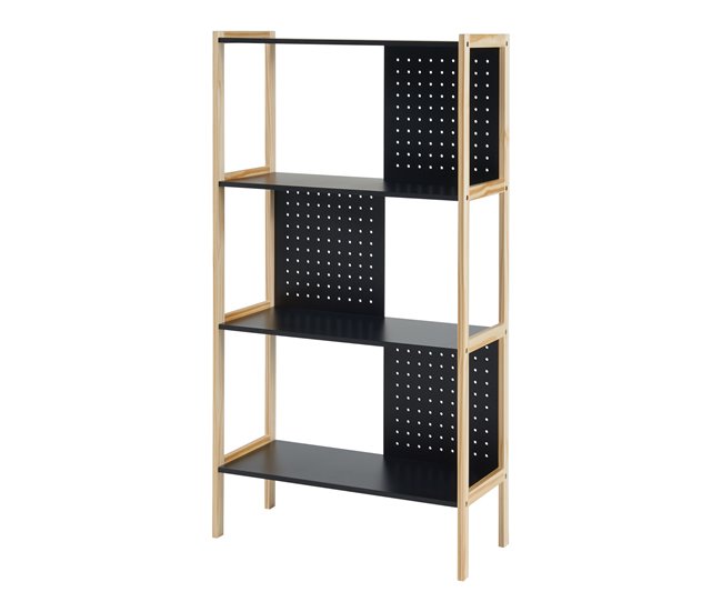 Librería Dønna de 4 niveles MDF Negro/ Crema