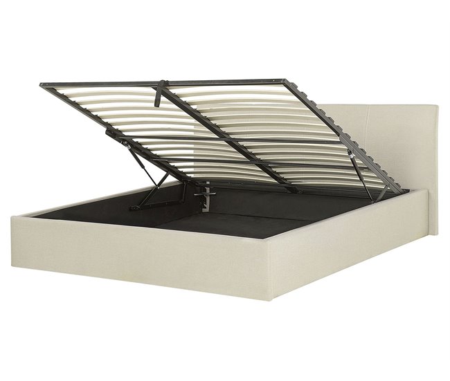 Beliani Cama con almacenaje Poliéster ORBEY 177x212 Beige