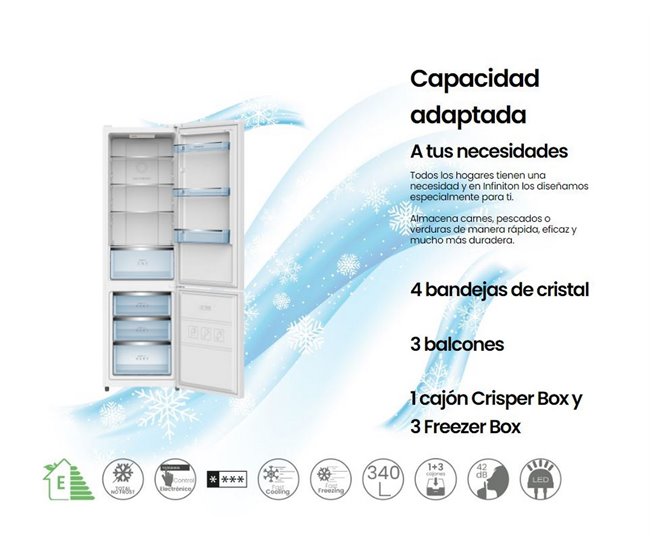 Frigorifico Combi Infiniton FGC-A204BNF, 304 L, No Frost Total Blanco