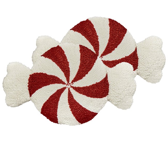 Beliani Cojín decorativo SPIRAL CANDY Blanco/ Rojo