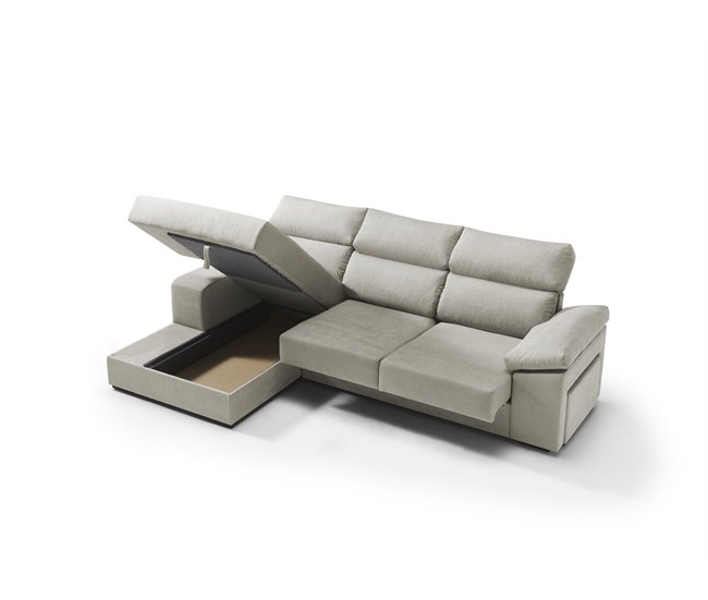 Chaise longue con arcón RUBIK Beige
