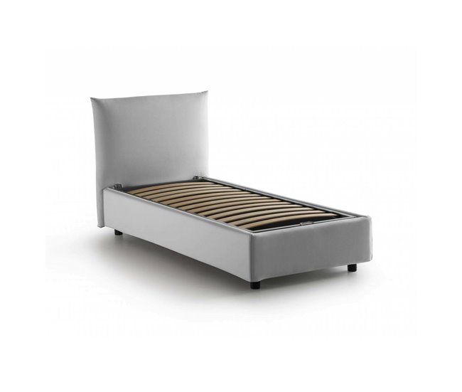 Cama individual en tela Blanco