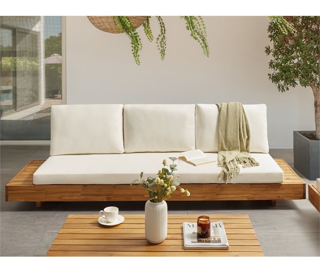 Beliani Sofá de jardín Madera de acacia con certificado FSC® MARETTIMO Blanco/ Madera