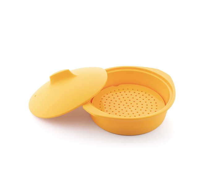 Vaporera de Silicona Multifunción con Recetas Naranja