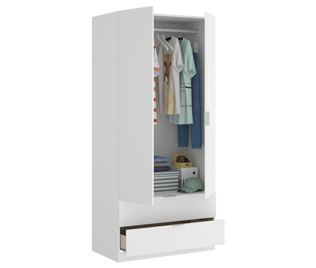 Armario 2 puertas efecto madera 81 Blanco