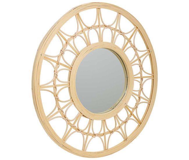 Espejo de ratán y bambú Marron