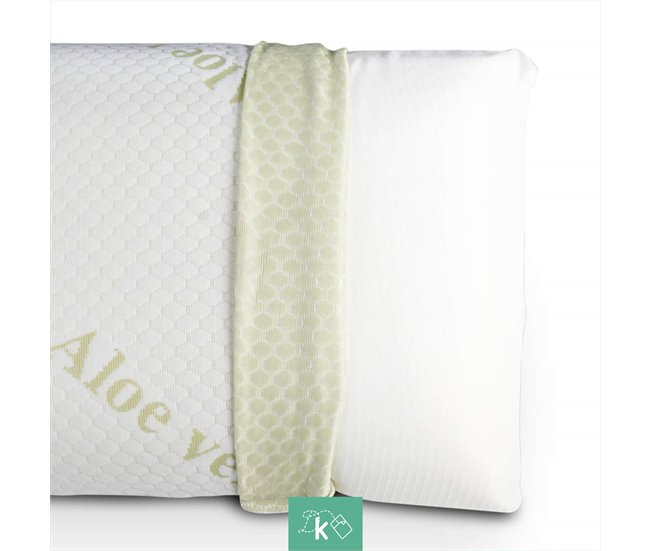 Almohada Viscoelástica Funda Aloe Vera Blanco Veta