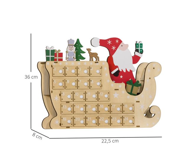 Calendario Adviento Navidad Tablero Multicapa HOMCOM Marron