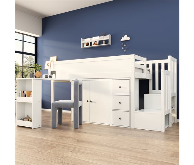 Cama alta para niños Blanco