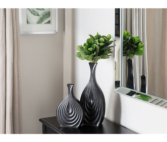 Beliani Jarrón decorativo THAPSUS Negro