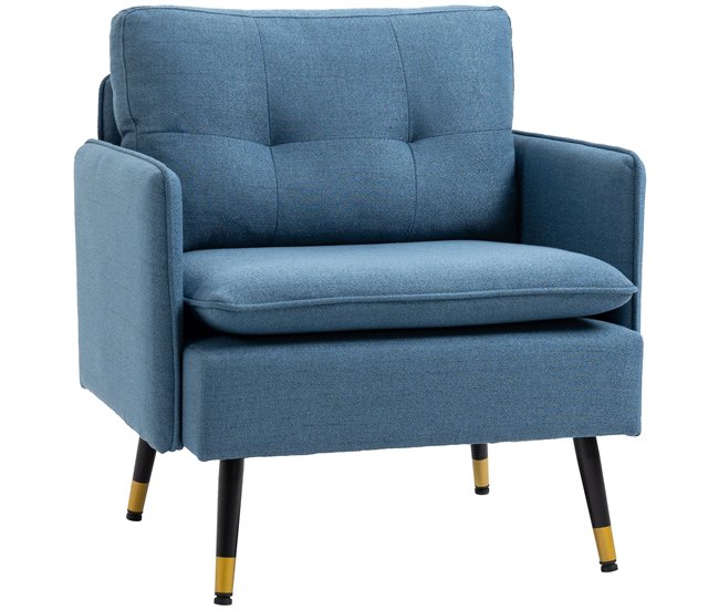 Butaca de Salón Espuma, Acero, Poliéster, Madera Contrachapada Azul